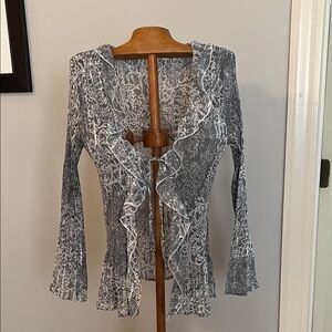 Dressbarn Black and White Ruffled Blouse